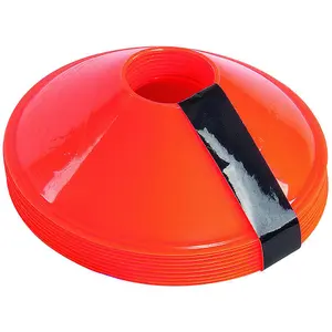 10 PACK 200mm Round Saucer Cone Marker Set ORANGE Flexible Pitch Court Training