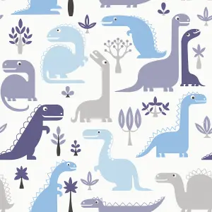 Grandeco Dinosaur Nursery Textured Wallpaper Blue