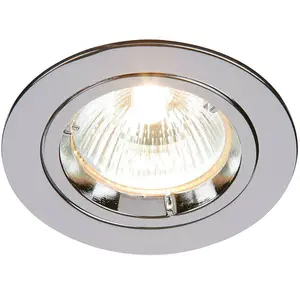 Fixed Round Recess Ceiling Down Light Chrome 80mm Flush GU10 Lamp Holder Fitting