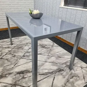 Glass Dining Table and 6 Chairs Dining Table and Chairs set 6 Grey Table with 6 Grey Leather Chairs Furniture Kosy Koala