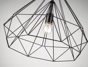 Luminosa Spring Wire Large Ceiling Pendant Matt Black, E27