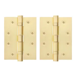 AFIT Satin Brass Door Hinges - 4 Inch / 102mm  Internal Fire Door Hinges - 1 Pair