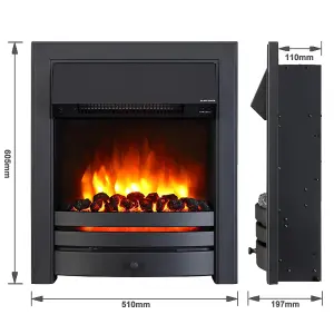 Bempton Electric Fireplace Suite - Grey top, White hearth, Black fire.