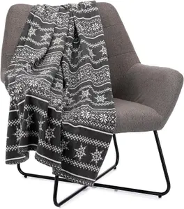 Celebright Christmas Fleece Throw - Large 50 x 60 Inch - Fluffy Microfiber Blanket - Scandi Nordic Grey