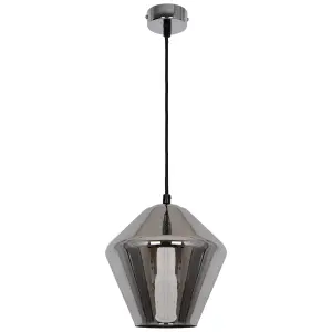 GoodHome Flachee Transparent Smoked effect Pendant ceiling light, (Dia)220mm