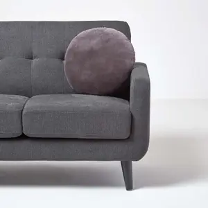 Homescapes Dark Grey Velvet Cushion, 40 cm Round