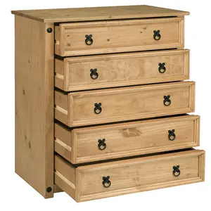 Corona Chest Of Drawers 5 Drawer Large Mexican Solid Pine