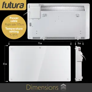 Futura Electric Panel Heater 1500W White Wall Mounted & Free Standing Glass Timer Thermostat Control Lot 20