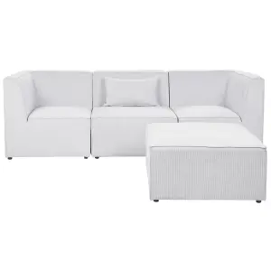 3 Seater Modular Jumbo Cord Sofa with Ottoman Off White LEMVIG