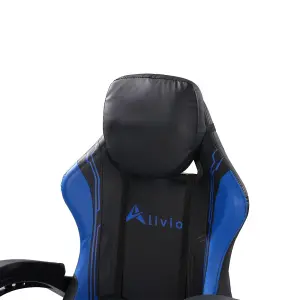 Alivio 360 Swivel Gaming Chair with Footrest Lumbar Support Back Support - Blue & Black