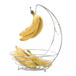 Essentials by Premier Kaya Chrome Fruit Bowl And Bananna Hanger