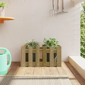 Berkfield Garden Planter with Fence Design 60x30x30 cm Impregnated Wood Pine