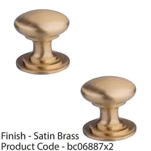 2 PACK - Victorian Tiered Door Knob - 25mm Satin Brass Cabinet Pull Handle Round Rose