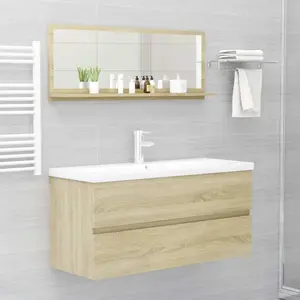 Dorlene Framed Wall Mounted Bathroom Mirror Sonoma Oak / 90 cm