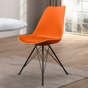 Soho Orange Plastic Dining Chair with Black Metal Legs