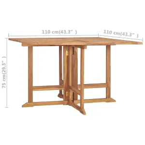 Berkfield Folding Garden Dining Table 110x110x75 cm Solid Wood Teak