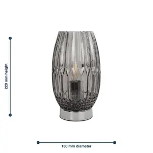 First Choice Lighting Facet Chrome with Smoke Faceted Glass Table Lamp