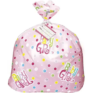 Unique Party Polka Dot Plastic Baby Shower Gift Bag Pink (One Size)