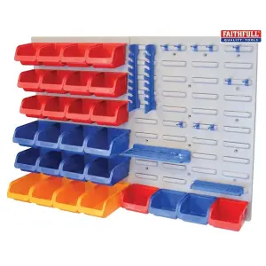 Faithfull FAIPAN43 XMS14BINS Storage Bin Box Set with Wall Panel Trays 43 Pieces