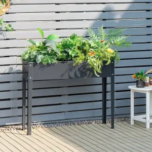 Costway Raised Garden Bed Outdoor Planter Box W/ Drainage Holes Galvanized Flower Stand