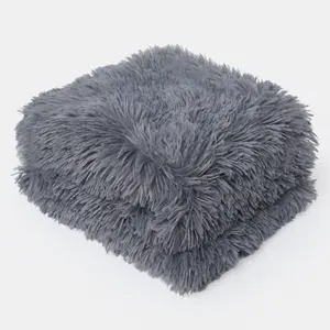 Pet Fleece Throw Fluffy Calming Chair Bed Foldable Travel, Charcoal - 105 x 90cm