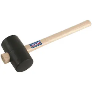 Premium 1.75lb Black Rubber Mallet with Wooden Handle for Versatile Use