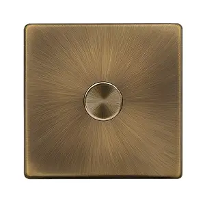 Antique Brass Screwless Plate 1 Gang 2 Way LED 100W Trailing Edge Dimmer Light Switch - SE Home