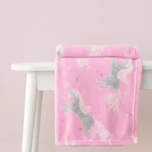 Unicorn Plush Super Soft Pink Fleece Throw