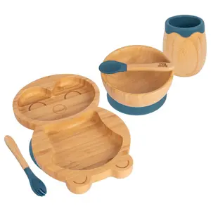 5pc Bamboo Penguin Baby Weaning Set - Navy Blue