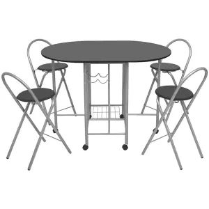 Berkfield Five Piece Folding Dining Set MDF Black