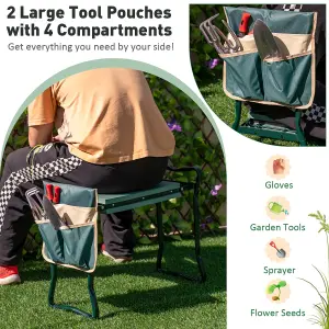 Costway Folding Garden Kneeler Seat Soft EVA Pad Bench w/ Large Tool Pouches