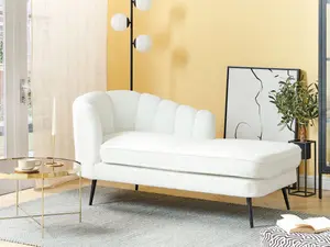 Left Hand Boucle Chaise Lounge Off-White ALLIER