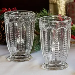 Set of 6 Vintage Luxury Drinking Clear Embossed Wine Glass Wine Goblets, Tall & Short Drinking Glass Whiskey Glass Tumblers