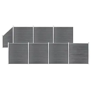 Berkfield WPC Fence Set 7 Square + 1 Slanted 1311x186 cm Grey