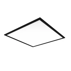 Jemison Matt Black Aluminium effect Square Neutral white LED Light panel (L)595mm