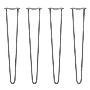 4 x Hairpin Leg - 28 - Unfinished - 2 Prong - 12m