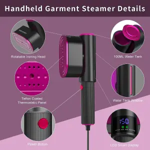 Garment Steamer - Wet Steam and Dry Iron With LCD Smart Display - With Three Adjustable Modes - Effortlessly Remove Stubborn