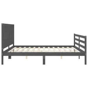 Berkfield Bed Frame with Headboard Grey 200x200 cm Solid Wood