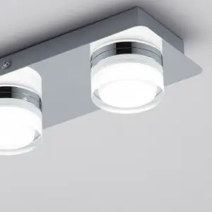 Litecraft Bolton Chrome 4 Light LED Bathroom Ceiling Spotlight Bar