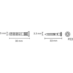 Diall PZ Countersunk Hammer fixing (Dia)5mm (L)30mm, Pack of 20