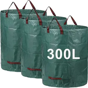 AIXMEET 3 300L Garden Waste Bags (H84 Cm, D67 Cm), Large Garden Bag With Handles, Waterproof Rubbish Refuse Sacks Heavy Duty