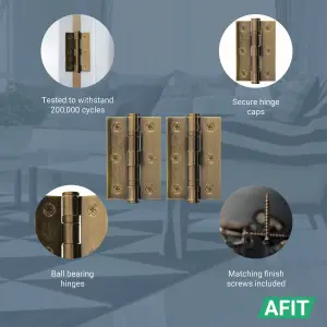 AFIT Florentine Bronze Door Hinges - 3 Inch / 76mm  Internal Fire Door Hinges - 3 Pairs