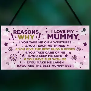 Red Ocean Reasons Why I Love My Mummy Birthday Gift Mummy Birthday Card Mothers Day Gift Plaque Mother And Daughter Gifts