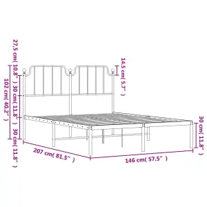 Berkfield Metal Bed Frame without Mattress with Headboard White 140x200cm