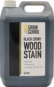 GRAIN GUARD Wood Stain - Black Ebony - Water Based & Low Odour - Easy Application - Quick Drying - 5 Litre