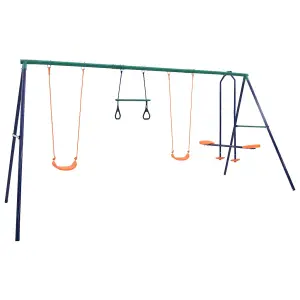 Berkfield Swing Set with Gymnastic Rings and 4 Seats Steel