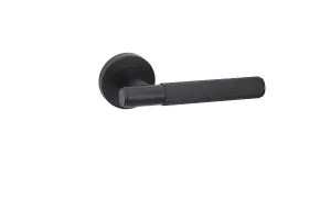 5 Set Linear T-Bar Door Handles with Latch and Hinges Matt Black Finish