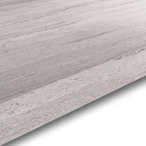 GoodHome 38mm Berberis Matt Grey Travertine effect Laminate Square edge Kitchen Worktop, (L)3000mm