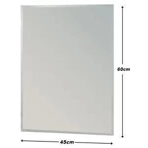 Showerdrape Fairmont Rectangular Wall Mounted Frameless Bevelled Edge Bathroom Mirror 60 x 45cm