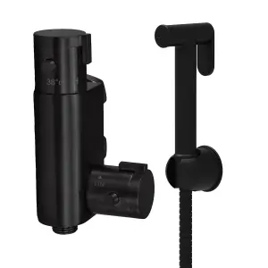 Douche Bidet Shattaf Muslim Shower Spray Thermostatic Handset and Valve Set - Matt Black